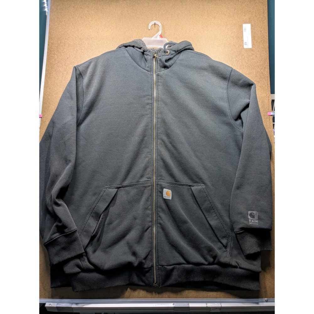 Carhartt Rain Defender Sherpa Lined Full Zip Hoodie Mens 3XL Tall Gray Jacket